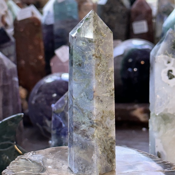 Moss Agate Crystal Point! - Picture 3 of 5